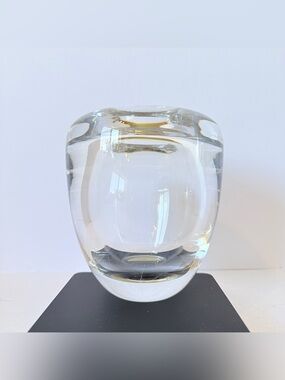Organic Formed Polish Art Glass Crystal Vase Heavy Sculptural Glass Vase
